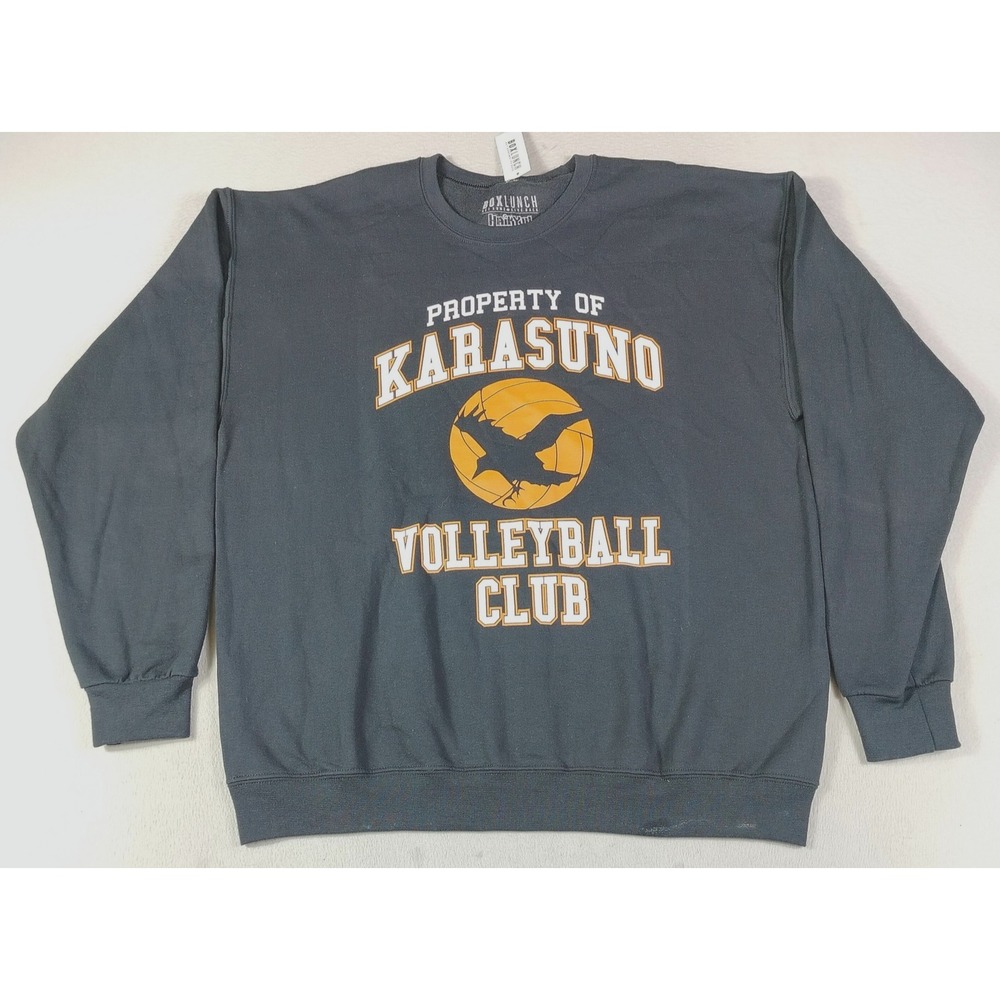 BoxLunch Sweatshirt Mens XL Black Fleece Karasuno Volleyball Club Haikyū Anime